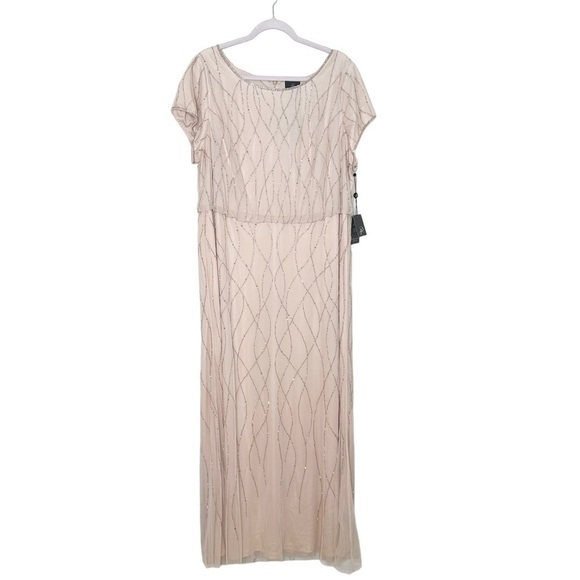 NWT Adrianna Papell 20W Pink Beaded Blouson Gown - Picture 2 of 11
